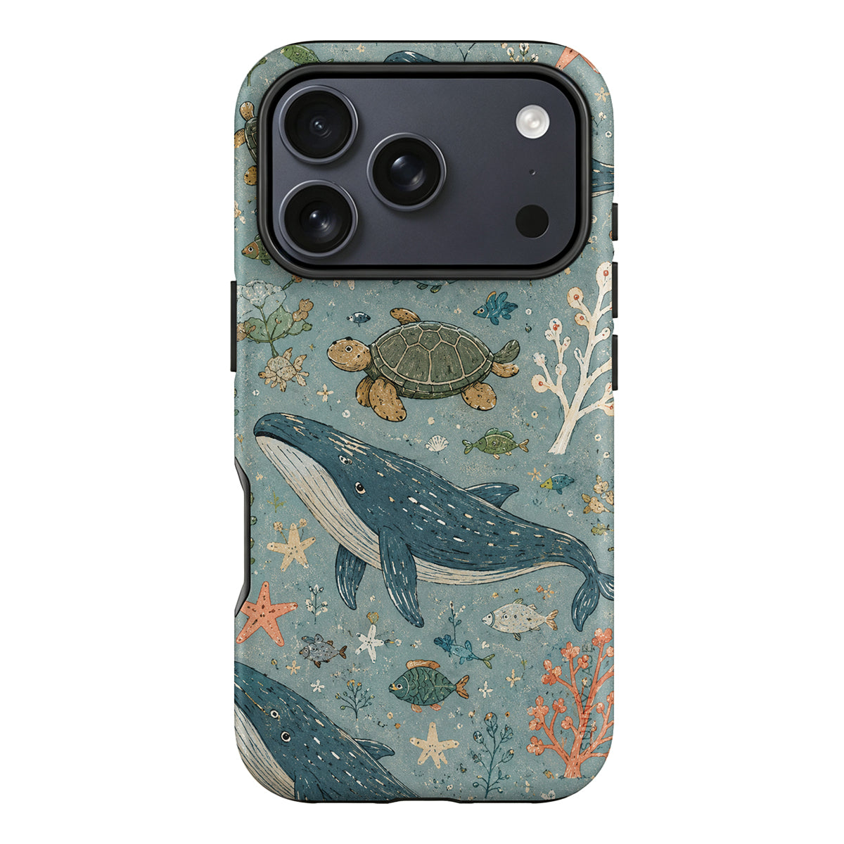 Ocean Buddies – Whale & Turtle Phone Case